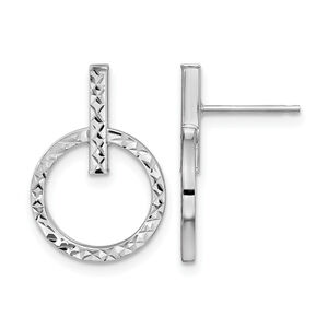 Leslies 10K with White Rhodium Plating Polished D and C Post Dangle Earrings
